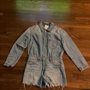 Zara Light Blue Denim Jumpsuit